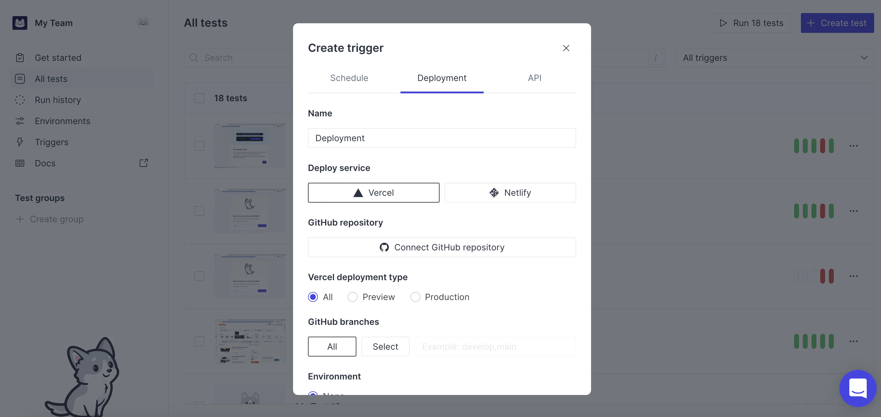 screenshot of QA Wolf